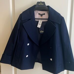 BROOKS BROTHERS Navy Stretch Cotton Nautical Jacket Peacoat